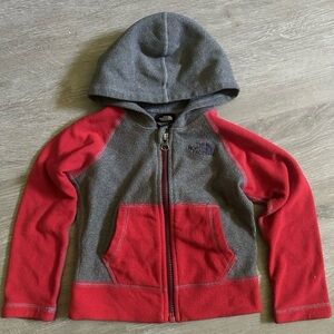 Toddler Boy The North Face Red And Grey Full Zip Fleece Size 2T